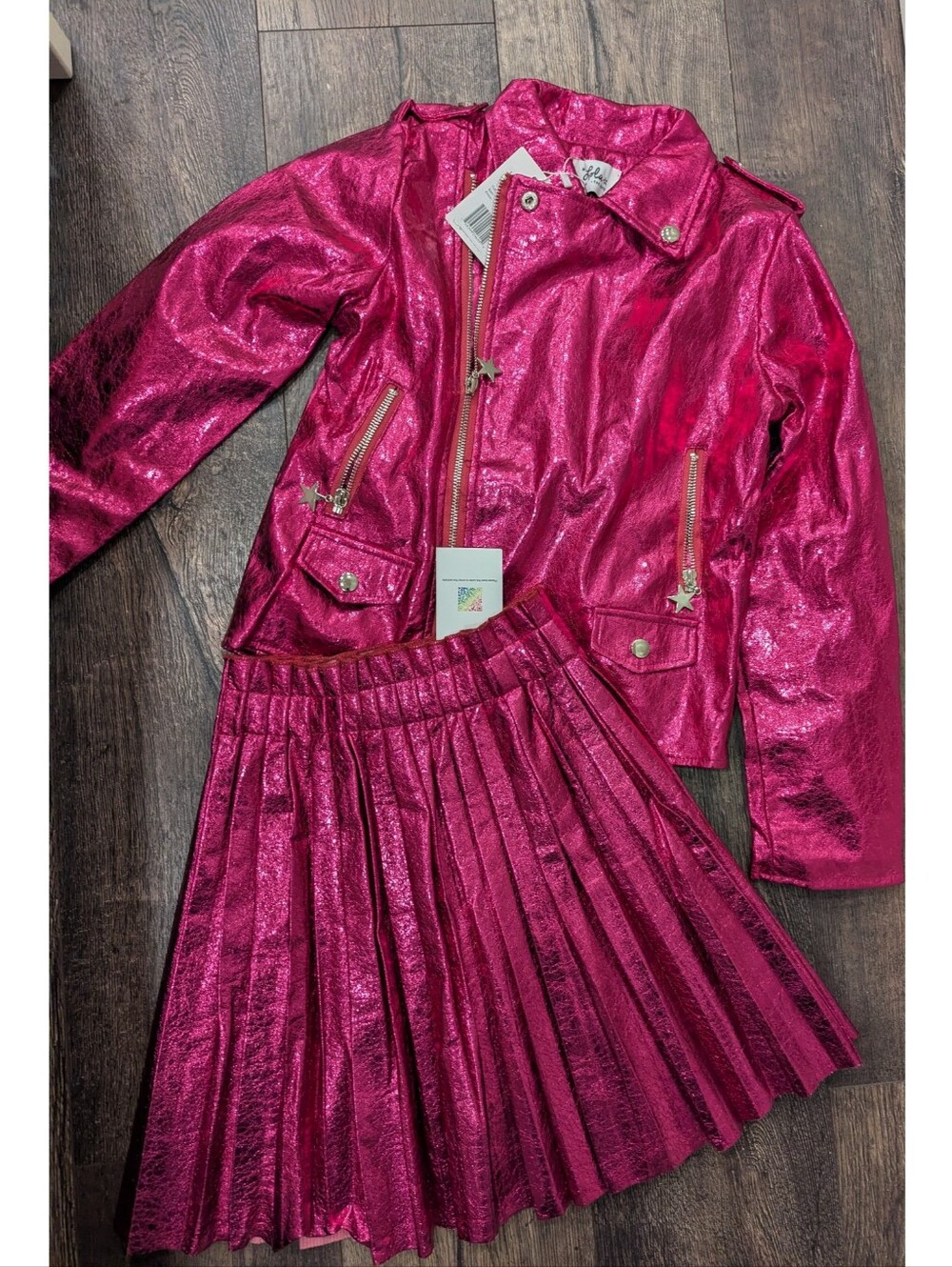 NWT Lola+ The Boys Foil Pink Skirt And Jacket Set Size 12 Years